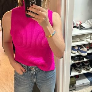 Hot pink sleeveless sweater Zara size M never worn